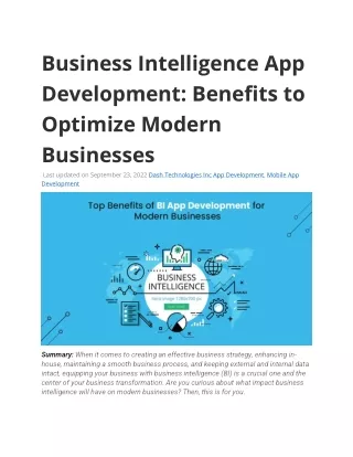 business intelligence app development benefits