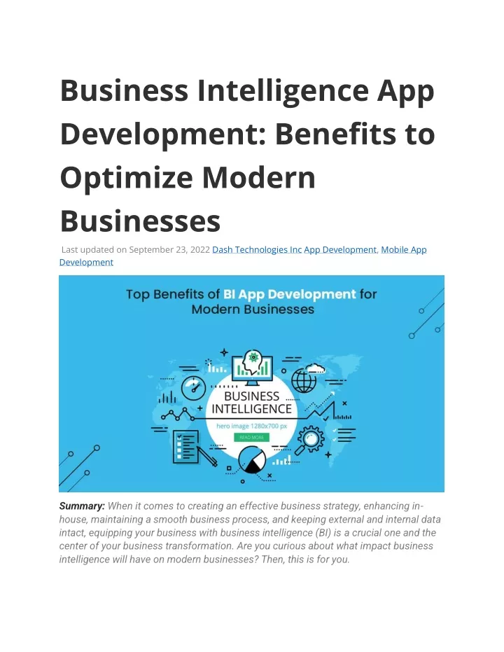 business intelligence app development benefits