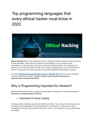 Top programming languages that every ethical hacker must know in 2022