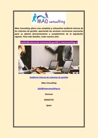 mao consulting ofrece una completa y exhaustiva
