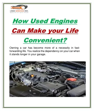 How Used Engines Can Make your Life Convenient