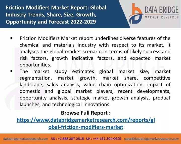 friction modifiers market report global industry