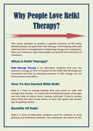 Why People Love Reiki Therapy