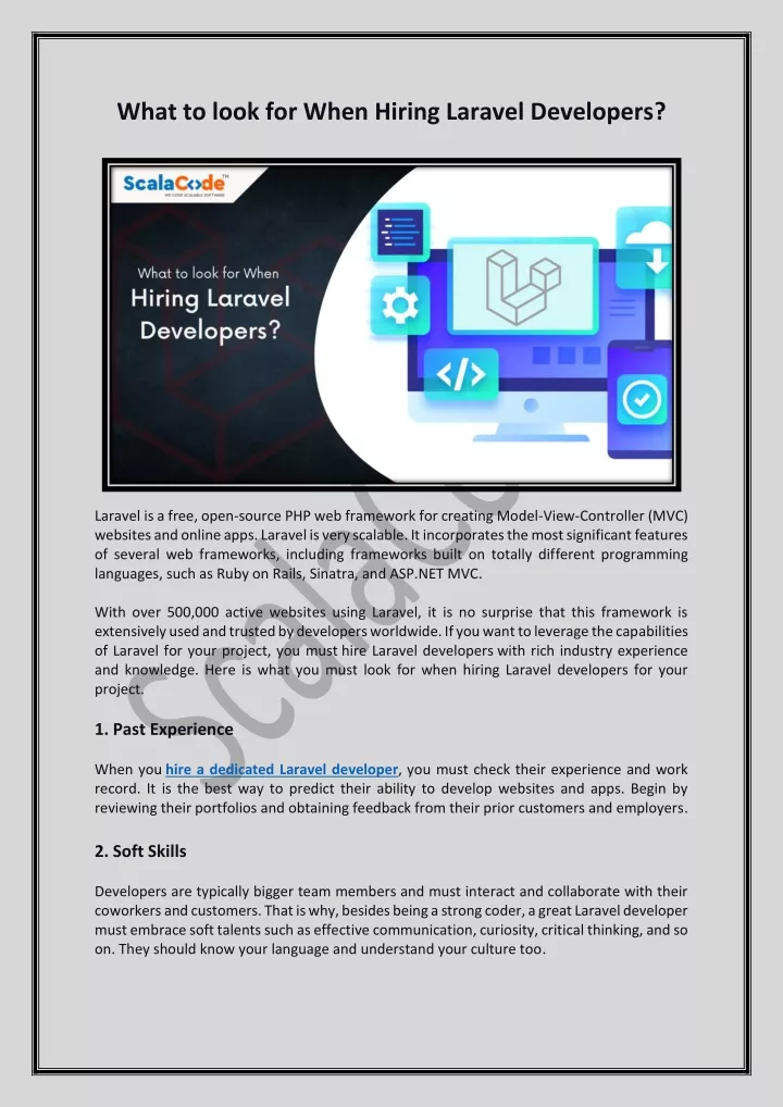 what to look for when hiring laravel developers