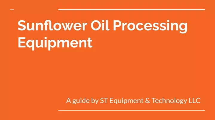 sunflower oil processing equipment