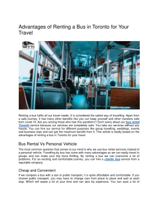 advantages of renting a bus in toronto for your