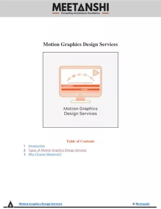 motion graphics design services table of contents