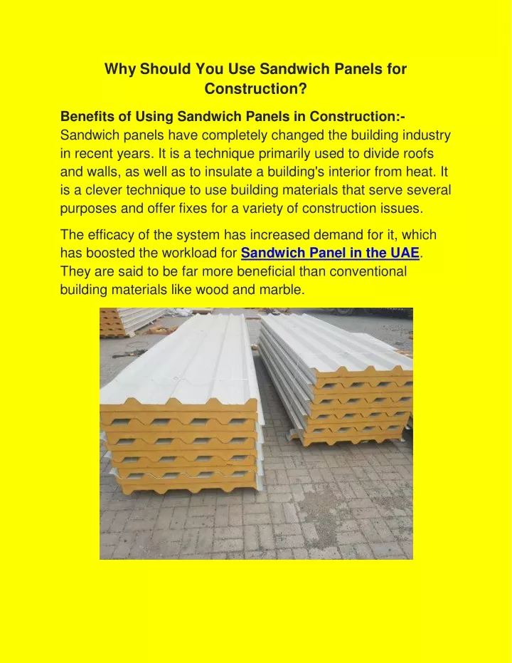 why should you use sandwich panels