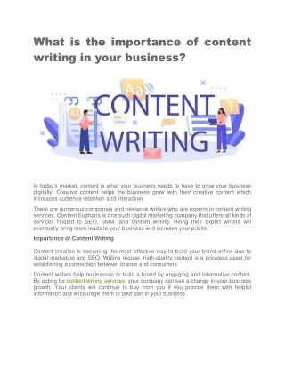 what is the importance of content writing in your