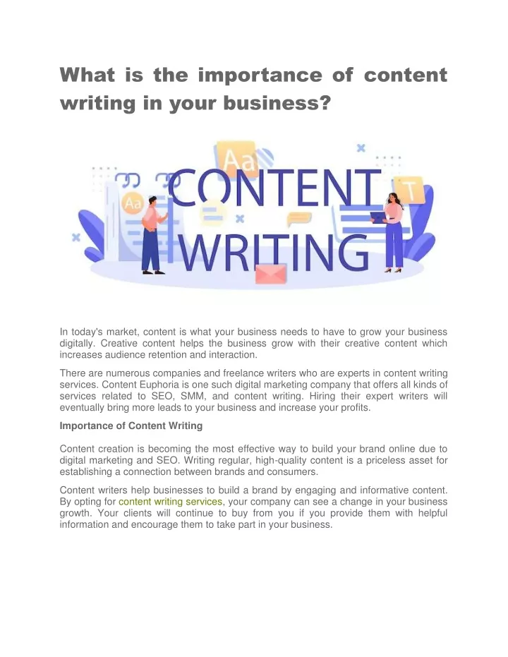 what is the importance of content writing in your