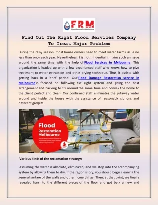Find Out The Right Flood Services Company To Treat Major Problem