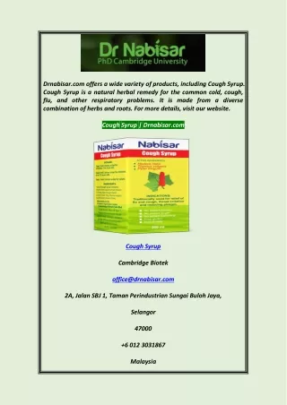 Cough Syrup  Drnabisar.com