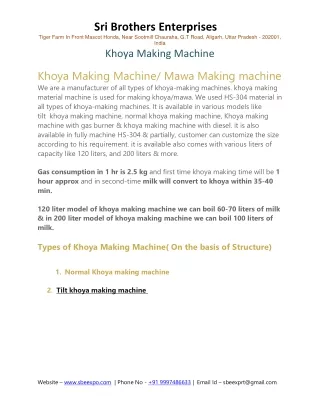 khoya making machine