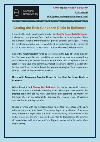 Getting the Best Car Lease Deals in Baltimore