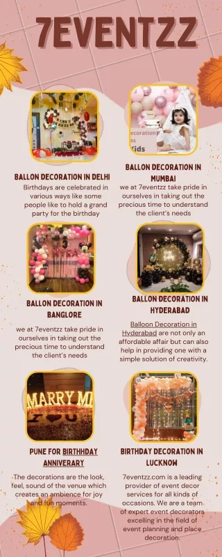 Ballon Decoration with 7Eventzz in top most cities