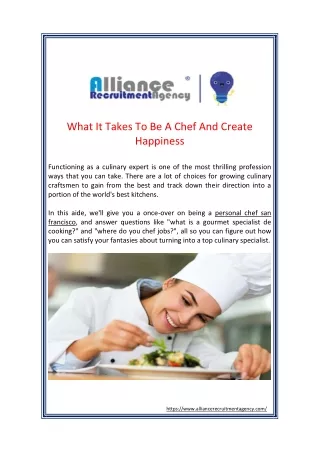 what it takes to be a chef and create happiness