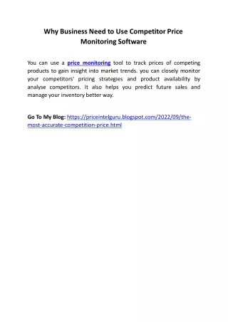 why business need to use competitor price