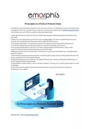 principles to protect patient data as healthcare