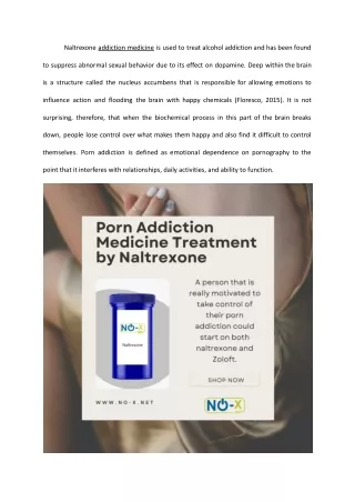 Porn addiction medicine treatment by naltrexone with No-X