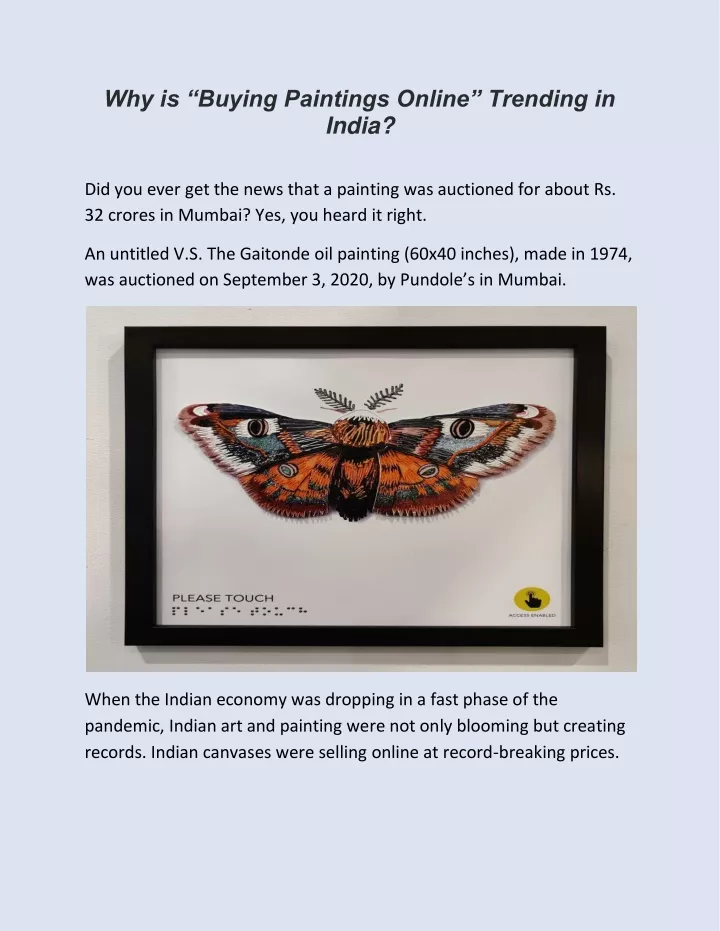 why is buying paintings online trending in india