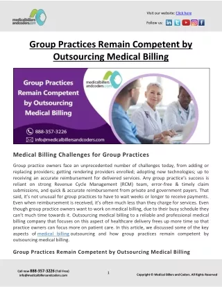 Group Practices Remain Competent by Outsourcing Medical Billing