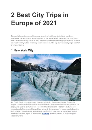 2 best city trips in europe of 2021