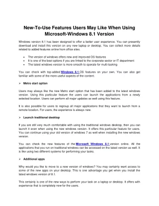 new to use features users may like when using