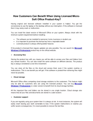 how customers can benefit when using licensed