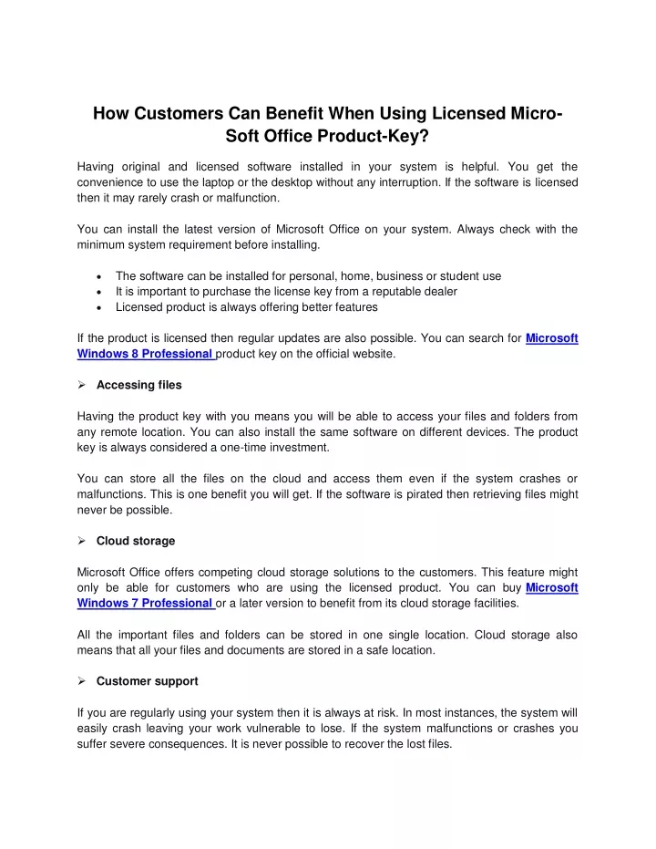 how customers can benefit when using licensed