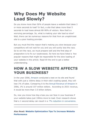 why does my website load slowly
