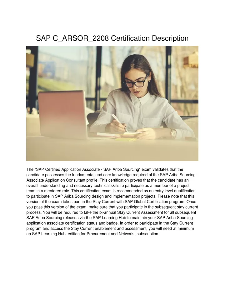 sap c arsor 2208 certification description