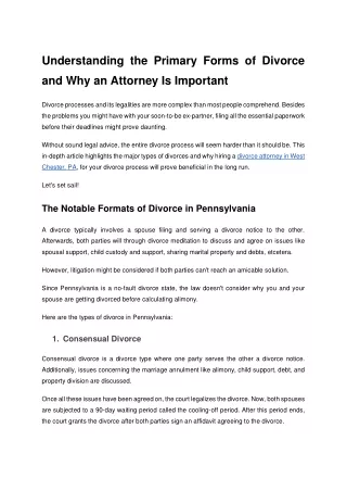 Article_LaMonacaLaw_DivorceAttorneyinWestChesterPA_Understanding the Primary Forms of Divorce and Why an Attorney Is Imp