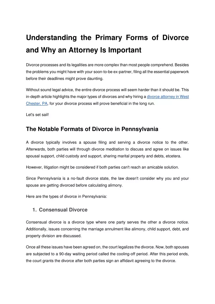 understanding the primary forms of divorce