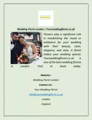 Wedding Florist London  Yourweddingflorist.co.uk