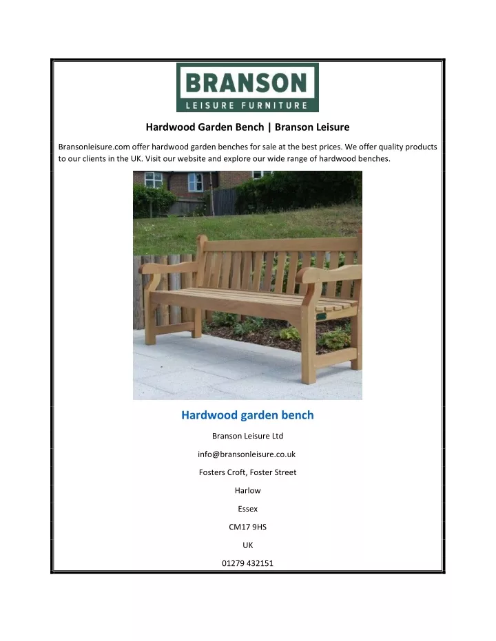 hardwood garden bench branson leisure