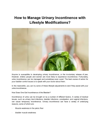 how to manage urinary incontinence with lifestyle