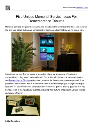 Five Unique Memorial Service Ideas For Remembrance Tributes