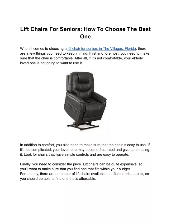 lift chairs for seniors how to choose the best one