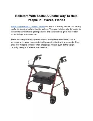 rollators with seats a useful way to help people