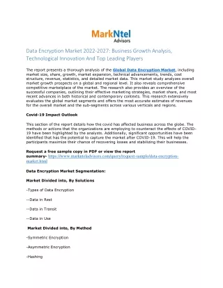 data encryption market 2022 2027 business growth
