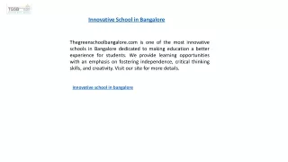 Innovative School in Bangalore Thegreenschoolbangalore.com