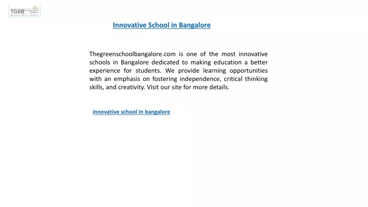 innovative school in bangalore