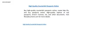 High Quality Counterfeit Passports Online Novadocument.com