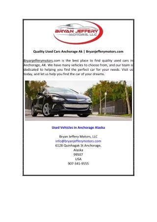quality used cars anchorage ak bryanjefferymotors
