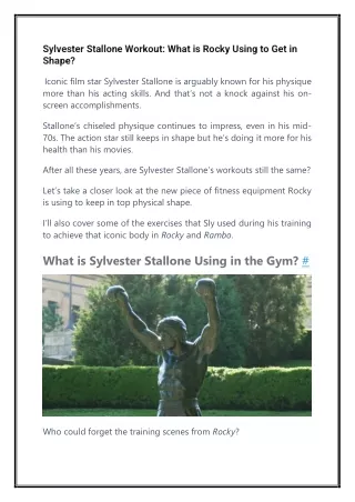 sylvester stallone workout what is rocky using