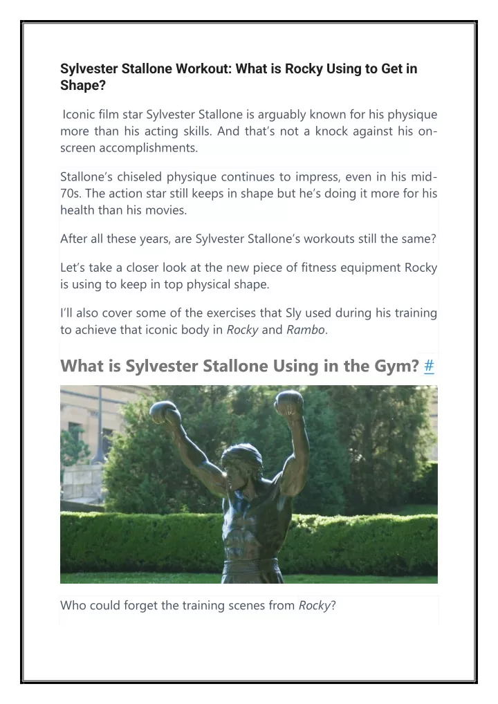 sylvester stallone workout what is rocky using