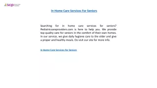 In Home Care Services For Seniors  Pediatriccareproviders.com