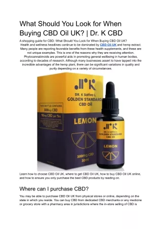 What Should You Look for When Buying CBD Oil_ _ Dr. K CBD