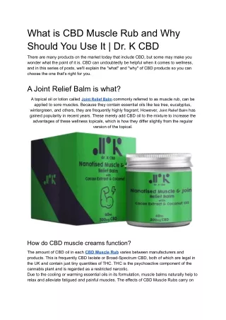 What is CBD Muscle Rub and Why Should You Use It _ Dr. K CBD