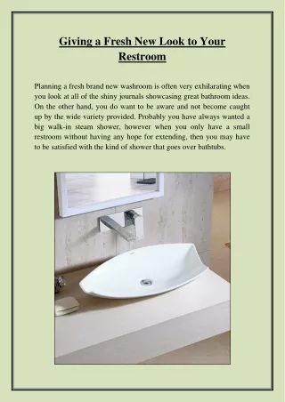 giving a fresh new look to your restroom